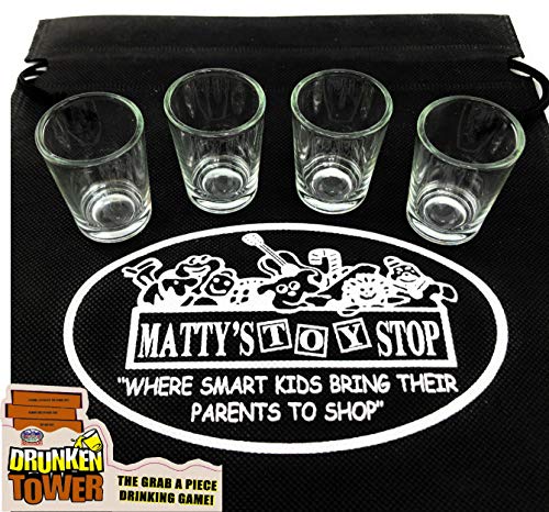 Homeware Deluxe Drunken' Tower The Grab A Piece Adult Party Game with Exclusive Matty's Toy Stop Storage Bag - Adult Party Game
