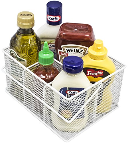 Sorbus® Utensil Caddy — Silverware, Napkin Holder, and Condiment Organizer — Multi-Purpose Steel Mesh Caddy—Ideal for Kitchen, Dining, Entertaining, Tailgating, Picnics, and much more (White) - color: White