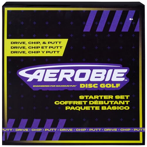 Aerobie Disc Golf Set of 3 Flying Discs, Frisbee Discs for Kids Parties and Backyard Games, Starter Disc Golf Accessories, Teen Boys Gift Ideas, Kids Toys for Ages 5 & Up