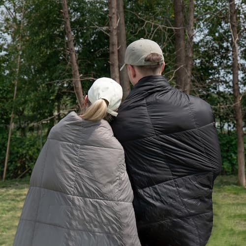 SUNNYFEEL Outdoor Camping Blanket,52"x78", Lightweight Down Waterproof Nylon Blanket Quilt for Traveling Hiking Picnic Stadium Beach Party，Grey - color: Grey