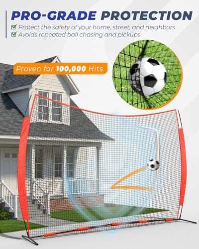 12x9/16x10/20x10ft Barricade Backstop Net, Ball Sports Barrier Netting, Protection Screen for Baseball Softball Lacrosse Soccer Hockey Training for Backyard with Carry Bag - size: 12x9ft