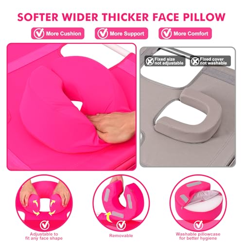 Oversized Extra Wide Tanning Chair with Sun Canopy Face Hole Padded Adjustable Washable, Heavy Duty Layout Folding Lounge Chair for Outside Beach Reading Sunbathing, UPF 50+, XL, Pink, 330 LBS - color: Pink, size: Oversized