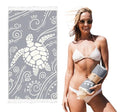 WEKAPO Turkish Beach Towel 39"x71" Oversized, 100% Cotton, Ultra Absorbent & Sand Resistant, Extra Large Beach Towel, Perfect for Beach, Bathroom, Pool, Travel (Grey Sea Turtle)