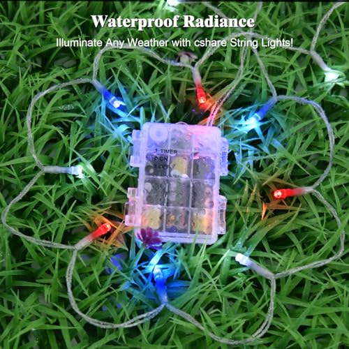 cshare Red White and Blue Lights Battery Operated, 4th of July Lights with Timer Outdoor Waterproof 9.8ft 30 LED for 4th of July Independence Day Decorations Garland Party Garden - color: Red White and Blue