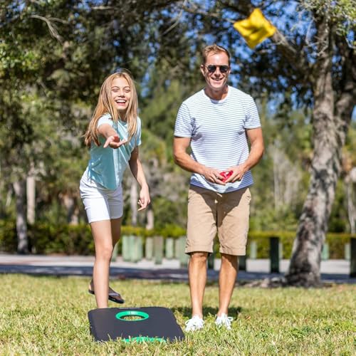 EastPoint Sports Go! Gater Cornhole – Light-Up and Travel Versions – Easy Storage & Light-Weight – Perfect for Outdoor and Indoor Play - style: Standard Board - Black/Green