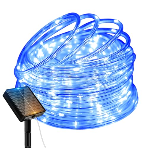 btfarm Solar Rope Lights Outdoor, 120LED 46FT Solar String Lights Outside Waterproof, 8 Lighting Modes Tree Tube Fairy Light Solar Powered for Garden Christmas Yard Party Decorations, Blue - color: Blue, size: 1 Pack