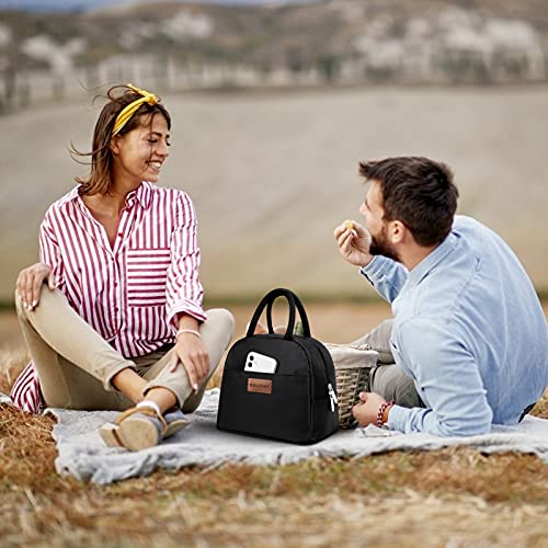 BALORAY Lunch Bag for Women Men Insulated Lunch Box for Adult Reusable Lunch Tote Bag for Work, Picnic or Travel (Solid Black) - color: Solid Black, size: M