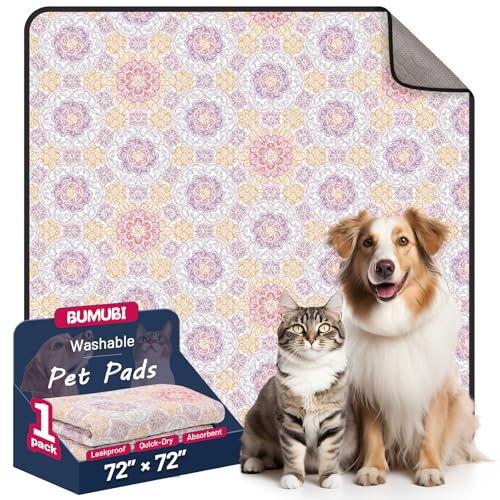 Washable Dog Pee Pads - Absorbent Reusable Puppy Training Pads, Waterproof Leak - Proof & Non - Slip for Crate Whelping Potty Training 72x72 (Pack of 1) - color: Pastel Multicolor, size: 72x72in(pack of 1)