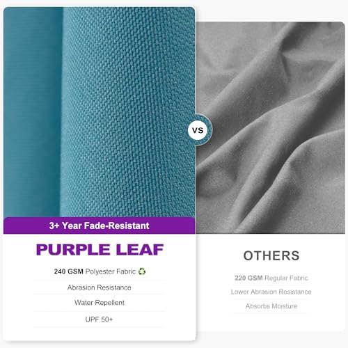 PURPLE LEAF 10 Feet Patio Umbrella Outdoor Cantilever Solar Powered LED Swivel Square Umbrella Aluminum Offset Umbrella with 360-degree Rotation for Garden Deck Pool Patio, Turquoise Blue - color: Turquoise Blue, size: 10' X 10', style: Left-right Tilt（LE