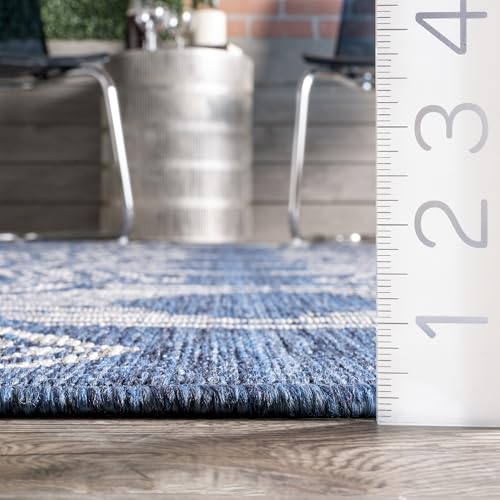 Nuloom Ranya Blue/Ivory, 2' x 8', Tribal Geometric, Soft and Cozy, High Traffic, Stain Resistant, Easy Clean, Durable Area Rug for Indoor/Outdoor Patio, Deck, Porch, Garden, Courtyard - color: Blue, size: 2' x 8' (Rectangular)