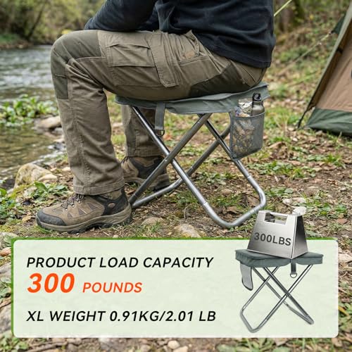 Camping Stool with Shoulder Strap,Ultralight Collapsible Handbag Style Stool,Pocket Portable Chair for Camping Travel Fishing Hiking Beach Backpacking Gardening Picnics-XL(Grey) - color: Grey, size: X-Large