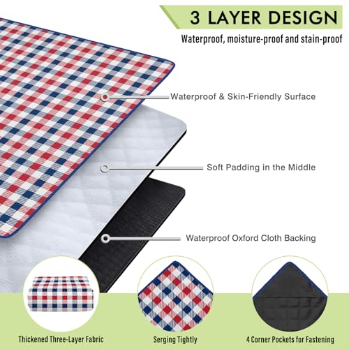Independence Day Picnic Blankets Waterproof Foldable, Fourth of July Packable Picnic Mat Large Outdoor Blanket for Grass, Sandproof Picnic Accessories for Festival Party Beach Tent Lawn - color: E01, size: 5' X 6'8" (Rectangular)