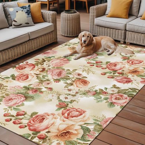 Outdoor Rug Mats for Patios, Boho Aztec Ethnic Style,Washable Indoor Carpet Area Rug with Non Slip Backing for Balcony,Picnic,Beach Vintage Wood Grain - size: 3' x 5' (Rectangular)