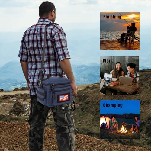 Lunch Box for Men, Tactical Lunch Bag MOLLE Webbing Leakproof Insulated Lunch Cooler Women Adult Meal with Adjustable Shoulder Strap Lunch Pail (Blue) - color: Blue, size: Medium