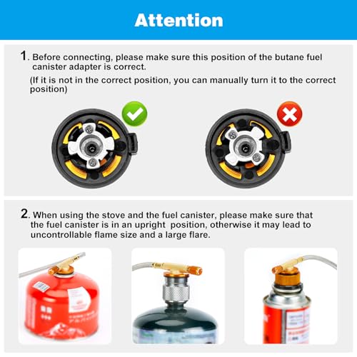 WADEO 6800W Windproof Camping Stove, Backpacking Stove with Piezo Ignition and Fuel Canister Adapters, Camping Gas Stove for Outdoor Backpacking Hiking and Picnic
