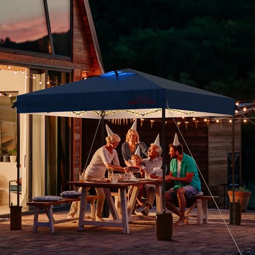 10x10 Pop Up Canopy Tent with Sidewalls, Easy Up, Heavy Duty, Blue, Perfect for Parties, Camping, Events & Vendor - color: Blue, size: 10x10