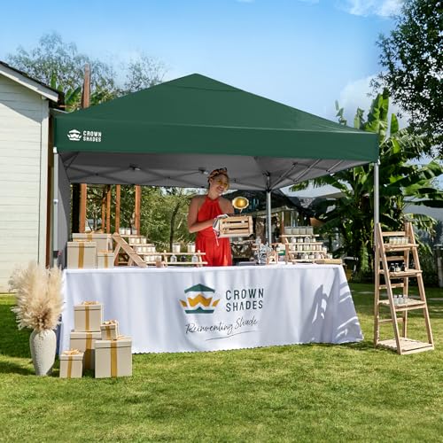 CROWN SHADES 8x8 Pop up Canopy Instant Canopy with 1 Removable Sidewall,4 Ropes & 8 Stakes, STO'N and Go Bag, Forest Green - color: Forest Green, size: 8x8FT