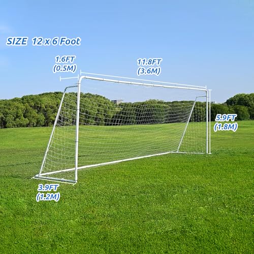 Soccer Goal Nets, Football Net Sports Replacement Post Net for 6' x 4', 8' x 6', 12' x 6't, 24' x 8' Soccer Goals - Not Include Posts - size: 12 x 6 Foot