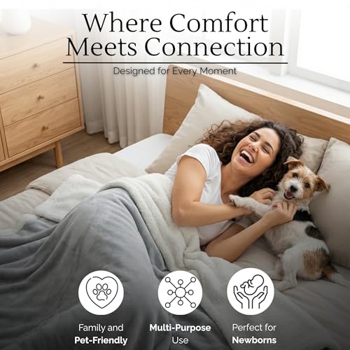Waterproof Throw Blanket (40"x60") – Reversible Fleece & Sherpa, TPU Leakproof Stain Resistant Couch & Sofa Cover, Bed Protector – Machine Washable - Gray - color: Gray, size: 40 x 60 inch