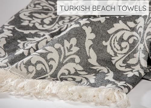 Premium Turkish Beach Towel – 35"x67" – 100% Cotton – Quick Dry Towel & Sand Free – Renaissance Black – Ideal for Travel & Pool - color: Renaissance Black