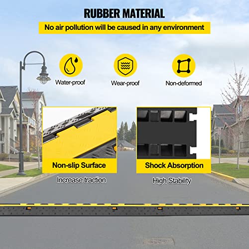 VEVOR 5 Pack Rubber Cable Protector Ramp 2 Channel Heavy Duty 66,000 lbs Load Capacity Cable Wire Cord Cover Ramp Speed Bump Driveway Hose Cable Ramp Protective Cover (2-Channel, 5 Pack-66,000 lbs) - style: 5 Pcs