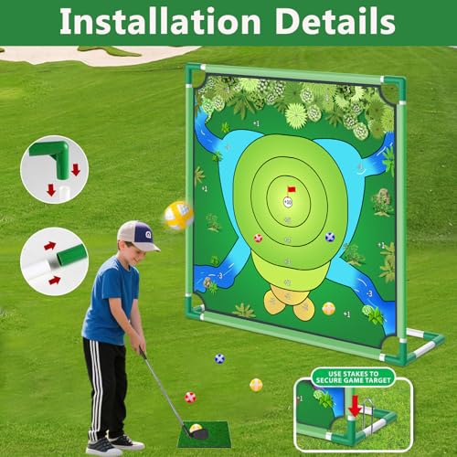 Golf Chipping Game – Portable Yard Practice Set, Indoor & Outdoor Lawn Play for Adults and Family, Backyard, Beach, Office Party, Golf Gifts for Men (Chipping Game+2 Golf Clubs) - color: Chipping Game+2 Golf Clubs