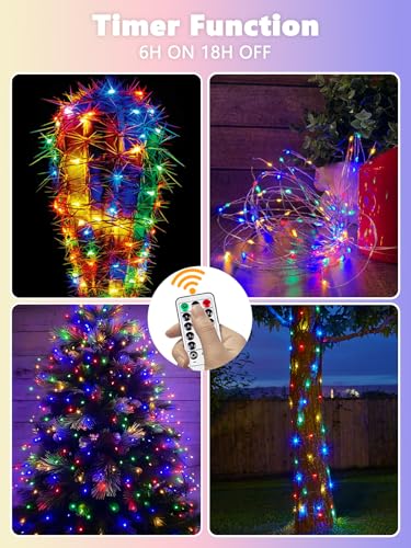 3 Pack Fairy Lights Battery Operated with Remote Control Timer, 26 FT 80 LED String Lights Outdoor Indoor, 8 Mode Twinkle Lights for Christmas Party Wedding Birthday Bedroom Decoration (Multicolor) - color: Multicolor, size: 3 Pack 80led