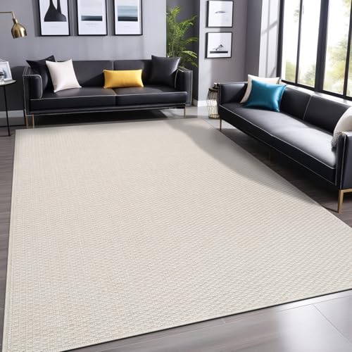 Luul Home Easy Jute Rugs 9x12 White Color Living Room Indoor Outdoor Area Rug for Patio Farmhouse and Kitchen Rug High Traffic Easy to Clean Washable Solid Boho Woven Design Outside Carpet (9 x 12) - color: Bone, size: 9' x 12' (Rectangular)