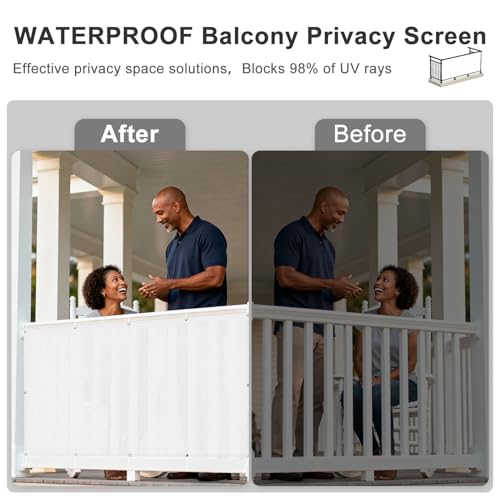 SUNNY GUARD 3'x6' White Waterproof Balcony Privacy Screen Fence, Apartments Railing Heavy Duty Wind Screen for Outdoor,Deck,Backyard,Patio Privacy - color: White, size: 0 3' X 0 6'-waterproof