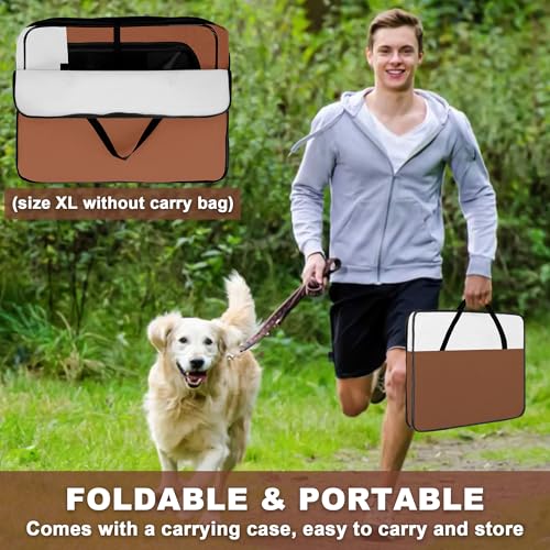 Dog Playpen, Portable Pet Play Pen for Cat, Puppies, Rabbits, Chickens, Foldable Large-Capacity Pet Tent for Indoor/Outdoor Travel Camping (Size XL Without Carry Bag) - color: Brown, size: X-Large