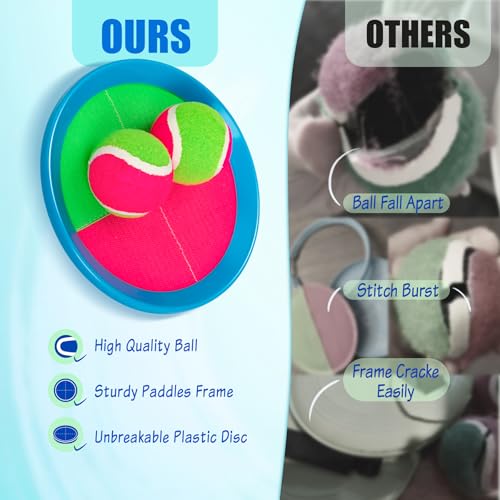PlayZap Toss and Catch Ball Set - Outdoor Toys for Family Games - Outside Yard Pool Beach Toys for 3 4 5 6 7 8+ Years Old Boys Girls - Classic Birthday Gift for Kids Youth Adults - color: Pink 6 Paddles 6 Balls