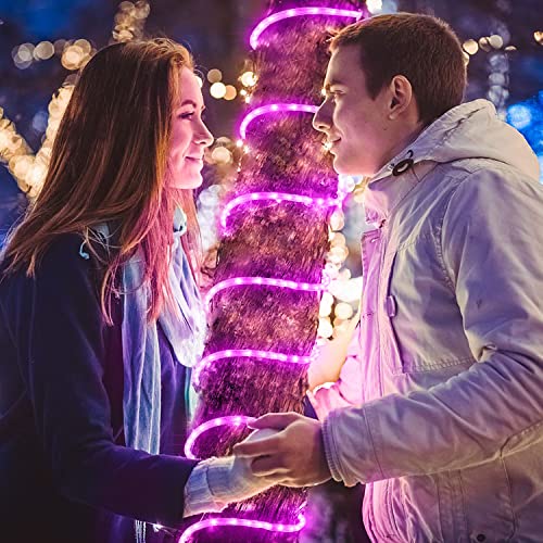 JMEXSUSS 200 LED Pink Solar Rope Lights,72ft 8 Modes Solar Rope Lights Outdoor Waterproof LED, Pink Solar Fairy Lights for Fence,Gazebo,Yard,Walkway (Pack of 2) - color: Pink, size: 200 LED (Pack of 2)