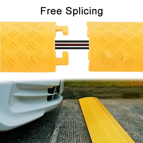 Drive Over Cable Protector 1 Channel Cable Ramps 2000 Lbs Max with Fixing Holes Speed Bumps for Outdoor & Indoor Use(Black) - color: Black