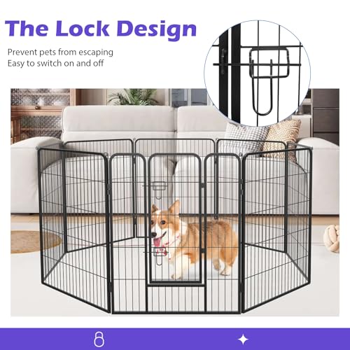 FDW Dog Playpen Dog Pen Dog Kennel 8 Panels 40 Inch Hight Indoor Outdoor Folding Metal Portable Puppy Exercise Pen Heavy Duty Dog Fence for Yard Camping,Black - style: 8 Panels