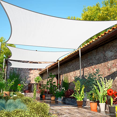 ShadeMart 8' x 10' White Sun Shade Sail Rectangle Canopy Fabric Cloth Screen SMSL, Water and Air Permeable & UV Resistant, Heavy Duty, Carport Patio Outdoor - (We Customize Size) - color: White, size: 0 8' x 1 0'