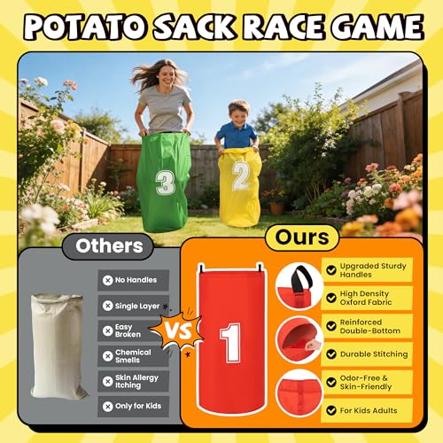 ropoda Field Day Games, Outdoor Carnival Games Potato Sack Race Bags for Adults and Kids, Bean Bags, Soft Plastic Cones,Ring Toss Set,Egg and Spoon Race, Outdoor Games Easter - color: 57PCS