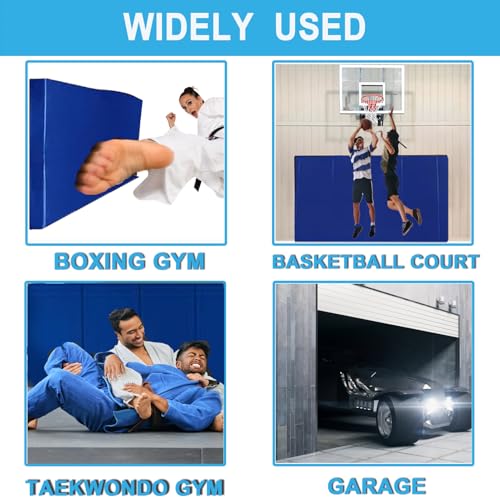 Basketball Wall Panels, 2" Thick Wall Pads for Gym, Gym Wall Padding with Waterproof Leather, Anti Collision Padded Foam Mat Protection for Kids Basketball Hoops - color: Blue, size: 72"x24"x2"
