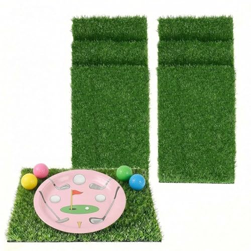 XLX TURF 6 Pack Artificial Grass Placemats for Golf Party Decorations - 12"x18" Fake Grass Mats for Crafts Football Table Centerpiece, Realistic Synthetic Pet Dog Turf Patch - size: 12"x18", Set of 6