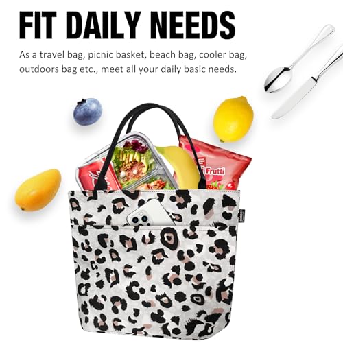 Aosbos Lunch Tote Bag, Insulated Lunch Box for Women, Leakproof Lunch Cooler Purse for Work, Leopard Print - color: B. Leopard