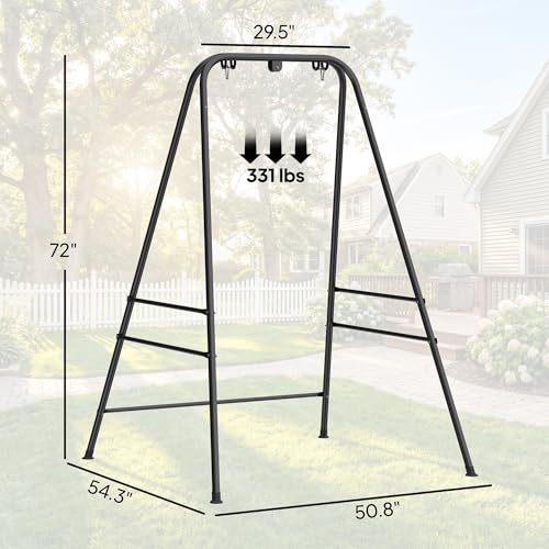 Outsunny Hammock Chair Stand, Free Standing Heavy Duty Hanging Swing Chair with Anti-Slip Foot Pads, 2 Carabiners, for Relaxation, Indoor and Outdoor Use, Black - color: Black