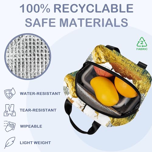 Insulated Lunch Bag, Golden Deer Mountains and Tree Lunch Box for School Student Kids Boys Girls,Leakproof Small Lunch Tote for Adult Men Women,Reusable Lunch Cooler Tote Bag for Office Work Picnic - color: Golden Deer Mountains and Tree