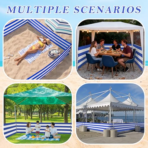 30 FT Beach Wind Blocker for 10x10 FT Beach Tent Wind Screen Fit Beachs Canopy Barrier Sunbathing Privacy Screen Fence with Carry Bag Outdoor Summer Vacation Sand Protection Travel Camping