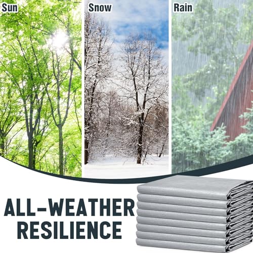 8 Pack 6 x 8 ft 5.5 Mil Large Tarps Heavy Duty Waterproof Tarp Multi Purpose Tent Cover for Home Boats Cars Camping Patio Furniture Roof Emergency Rain Protective Cover, Silver - color: Silver, size: 6 x 8 ft