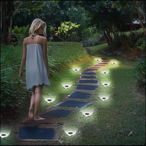 INCX Solar Ground Lights,16 Pack Solar Lights Outdoor Waterproof, Solar Garden Lights Landscape Lighting for Patio Pathway Lawn Yard Deck Driveway Walkway, Cold White - color: Cold, size: 16 Pack
