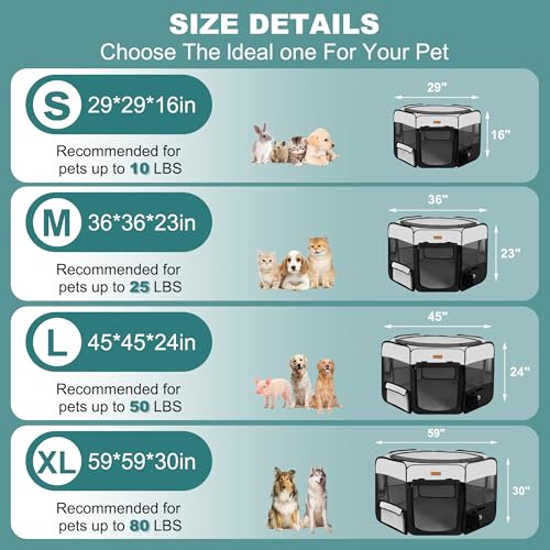 Dog Playpen, Portable Pet Play Pen for Cat, Puppies, Rabbits, Chickens, Foldable Large-Capacity Pet Tent for Indoor/Outdoor Travel Camping - color: Black, size: Medium