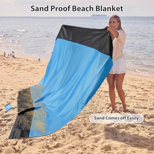 Sand Proof Beach Blanket, 79" X 83" Large Oversized Waterproof Sandless Beach Mat for 4-8 Adults, Outdoor Lightweight Compact Sand Free Picnic Blanket for Beach Travel Camping Hiking Picnic - color: Bgrey