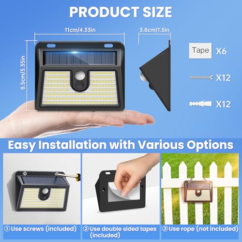 [6 Packs] Solar Motion Sensor Outdoor Lights, Super Bright Solar Lights Outdoor Waterproof, 3 Lighting Modes Security Wall Light for Outside Walking Dog Fence Backyard Deck Garden Door Step Garage - color: Warm White, size: 6 Pack