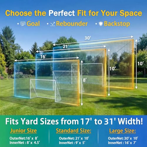 3-in-1 Soccer Goal with Rebounder & Backstop Net, Soccer Training Equipment for Backyard, Soccer Rebounder for Shooting, Passing & Ball Control, Kids & Youth - style: Junior