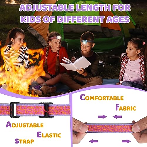 EverBrite LED Headlamp Rechargeable Kids Headlamp with RGB Mode and Adjustable Headband, 3 Modes Multicolor Headlamp for Kids, Bright Kids Head Lamp for Camping, Reading, Exploring, Hiking, Birthday - color: Sweety