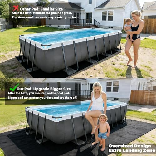 Safana Upgrade Thicken 12 x 24 ft Rectangle Pool Liner Pad for Rectangular/Oval Above Ground Pool, 300g/㎡ Seamless Swimming Pool Mat, Under Pool Padding, Puncture Protection, Extend Liner Life - size: Rectangle/Oval 12x24 FT